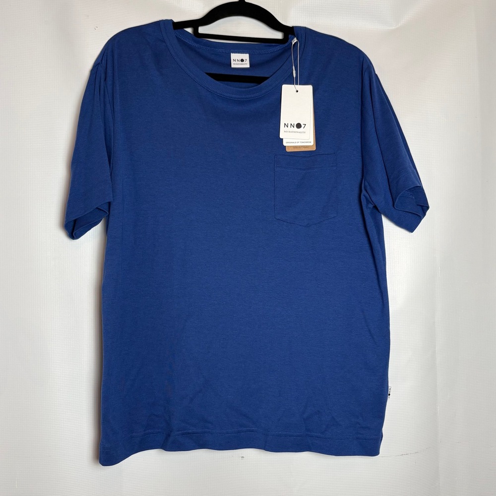 NWT NN07 No Nationality Cobalt‎ Blue Tencel Modal Pocket T-Shirt Womens Size M